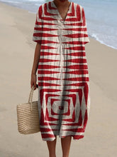 Women's Retro simple geometric hand-painted lines Watercolor Splash Fluid Art Print Flowy Dress